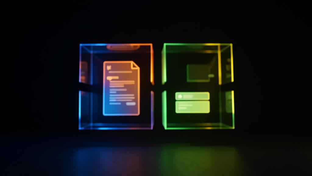 Glowing document and chat panels representing the Microsoft 365 connector
