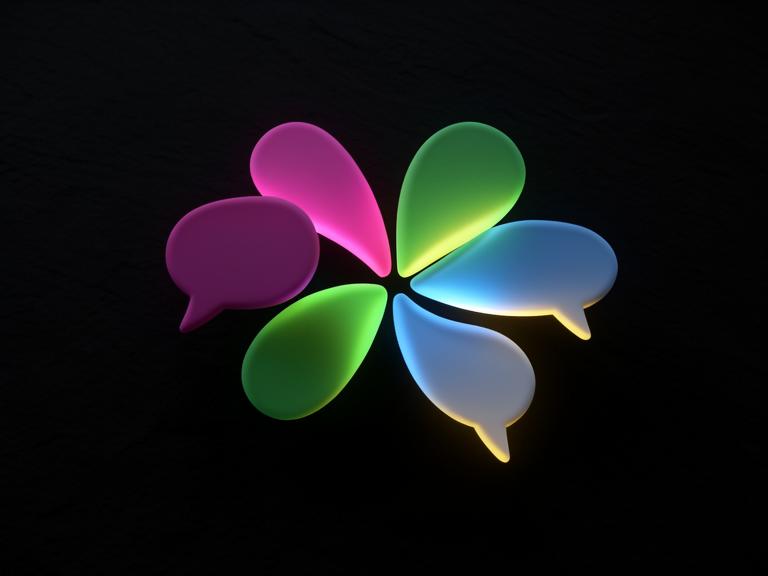 Glowing chat bubbles representing the Slack connector
